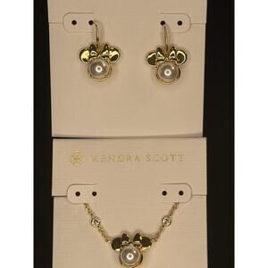 Disney | Kendra Scott Gold Minnie Mouse Earrings & Necklace Set New w Dust Pouch